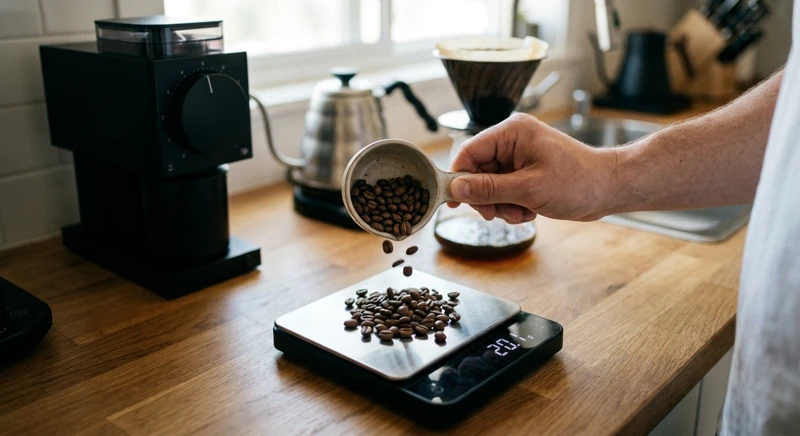 O cană de cafea aromată, preparată cu atenție acasă, într-un moment de liniște.